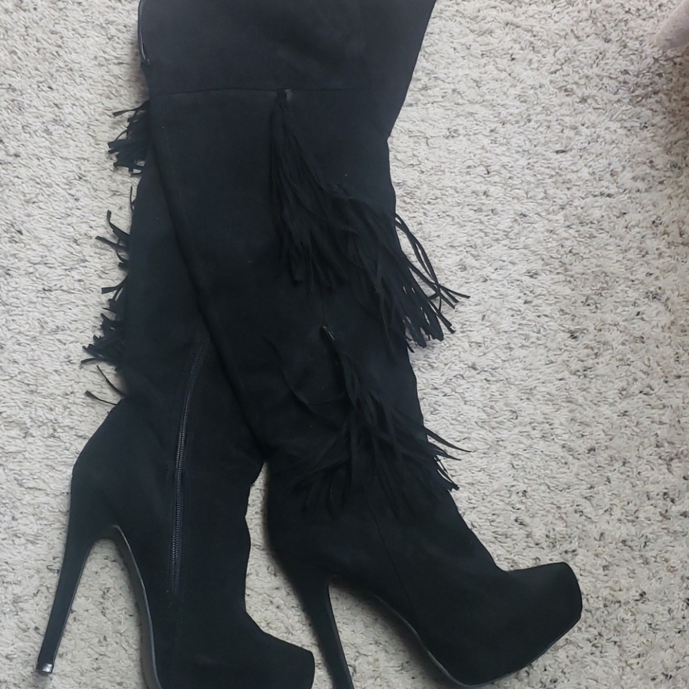 High Heel Tassel Boots Wore twice